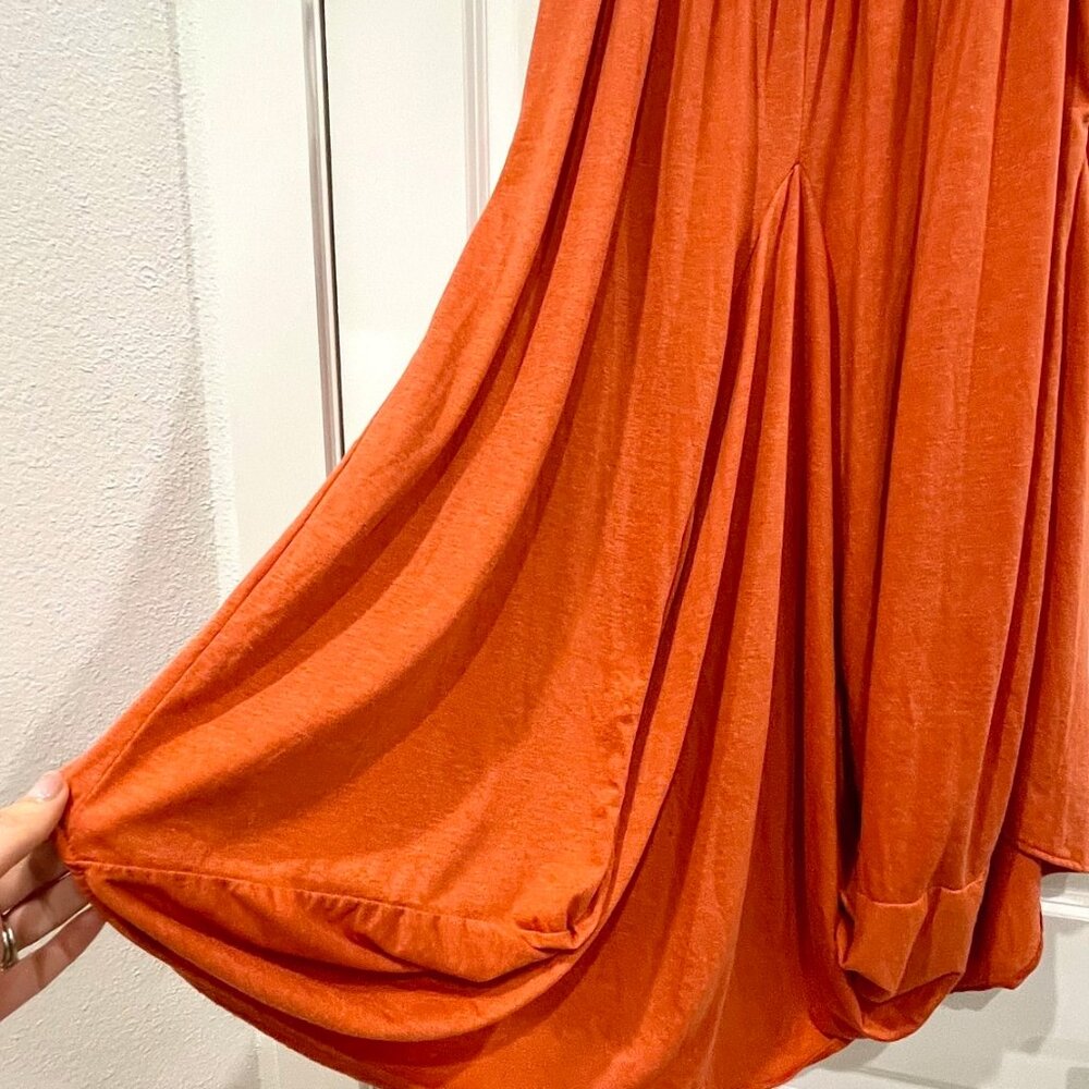 Thaluta Organic Cotton Burnt Orange Maxi Skirt Pockets Boho Ethical Festival-OS - Picture 4 of 14